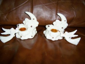 Candle Holders Pair Porcelain  BNK485
