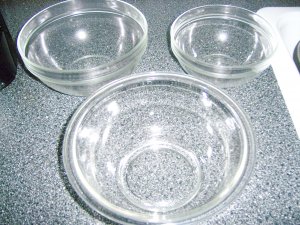 Set Of Three Pyrex Bowls 9"  8"  & 7"  All 4" Deep BNK505
