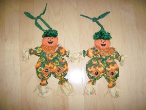 Pumkin Scarecrow Dolls Flexible w Hanging Strap BNK573
