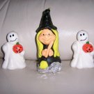 Witch & 2 Ghosts Halloween & Thanksgiving Candles  BNK579