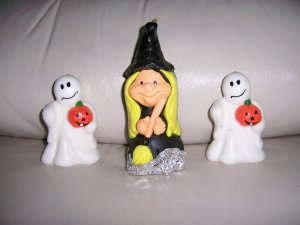 Witch & 2 Ghosts Halloween & Thanksgiving Candles  BNK579