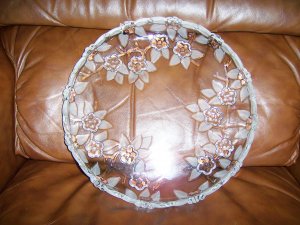 Serving Plate 10" Glass Flowers Designs BNK659