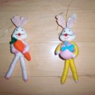 Pair Yarn Bunnies One W Carrot One W Egg  BNK1370