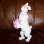Standing White Ceramic Bunny Carrying Egg  BNK1276
