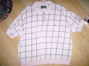 Men's Short Sleeve Polo Pink w Black Checked XXL BNK1380