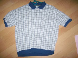 Men's Short Sleeve Polo Shirt Creame w Grey Design BNK138`