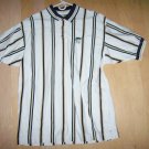 Men's Golf Shirt XXL White w Brn&Blk Stripes By Cutter & Buck BNK1393