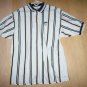 Men's Golf Shirt XXL White w Brn&Blk Stripes By Cutter & Buck BNK1393