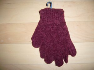 Gloves Chenille Acrylic  Red One Size Fits All Unisex BNK1479