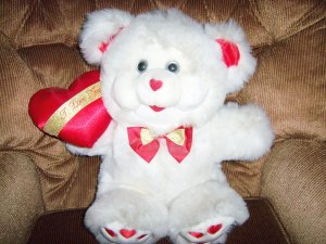 White Teddy Bear With I Love You Heart  BNK1525