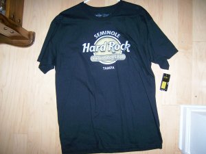 Hard Rock Shirt Black W Silver & Gold Logo Large  BNK1556