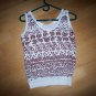 Ladies Tank Top White w Brown Aztex Desings Size 10 BNK1625