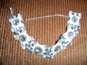 Silver W Saphire And Topaz Stones Bracelet  BNK1975