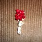 Red Rose And Gold Stem & Leaves Pin  BNK1978