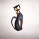 Black Cat W Zircon And Gold Trim Pin  BNK1982