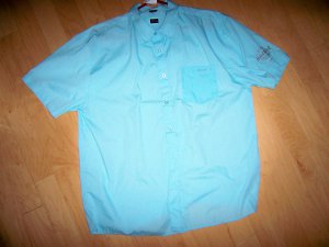 Men's Shirt Lt Aqua Hard Rock Labeled Size 17  BNK2180