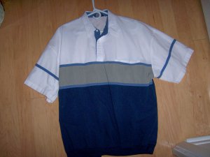 Men's Polo Shirt White/Grey/Navy Size 18 Neck BNK2184