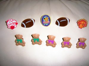 Set Of Ten Fun Adjustable Plastic Finger Rings  BNK2355