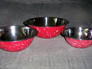 Red/Stainless Steel Serving Bowls   BNK2697