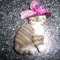 Magnet 3" Cat Grey/White W Rose Plumb Hat  BNK2711