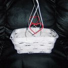 White Wicker Finished Basket 7"x4"w 7"Rope&HeartHandle BNK2823
