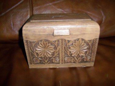 Recipe Box Brown w Leaf Designs Box & Cards BNK2829