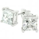 Princess Cut Sterling Silver Stud Earrings