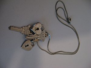 Double Heart & Key Pendant