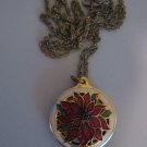 Enamel Poinsettia Flower Necklace