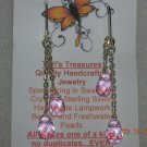 Pink Briolette Glass Bead Dangle Earrings