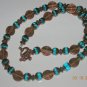 Copper and Aqua Necklace. Very Different. Baroque Looking