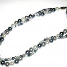 2 Strand Pearl Necklace in Grays and White. Elegant