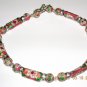 Pink Cloisonne Bead Anklet with Swarovski Crystals
