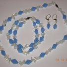 Moonstone and Sapphire Necklace Bracelet and Earrings Set