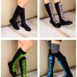 Women shoes PUNK knee high Canvas boots sneakers with multi-color shoes lace