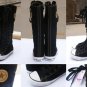 Women shoes Black Canvas boot lace up sneakers knee high