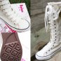 Women shoes white canvas boots lace up sneakers knee high