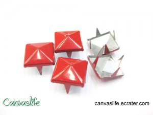 100Pcs 9mm Red Pyramid Rivet STUDS