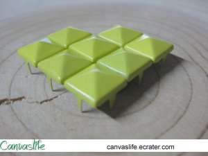 100Pcs 9mm yellowish green Pyramid Rivet STUDS