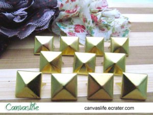 100Pcs 12mm Golden Color Pyramid Rivet STUDS