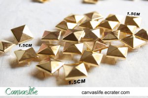 100pcs 15mm Golden Color Pyramid Rivet STUDS