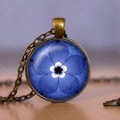 Sakura Photo Cabochon Glass Vintage Bronze Chain Pendant Necklace