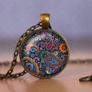 Photo Cabochon Cabochon Glass Vintage Bronze Chain Pendant Necklace