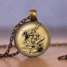 Photo Cabochon Cabochon Glass Vintage Bronze Chain Pendant Necklace