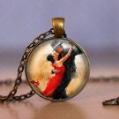 Photo Cabochon Cabochon Glass Vintage Bronze Chain Pendant Necklace