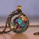 Photo Cabochon Cabochon Glass Vintage Bronze Chain Pendant Necklace
