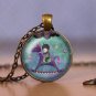 Photo Cabochon Cabochon Glass Vintage Bronze Chain Pendant Necklace