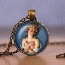Photo Cabochon Cabochon Glass Vintage Bronze Chain Pendant Necklace