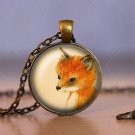 Photo Cabochon Cabochon Glass Vintage Bronze Chain Pendant Necklace