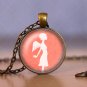 Photo Cabochon Cabochon Glass Vintage Bronze Chain Pendant Necklace